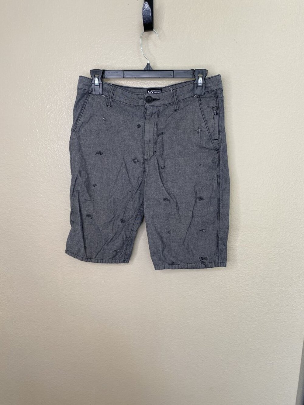 Vans Gray Embroidered Patterned Mens Casual Shorts Size 28 Summer